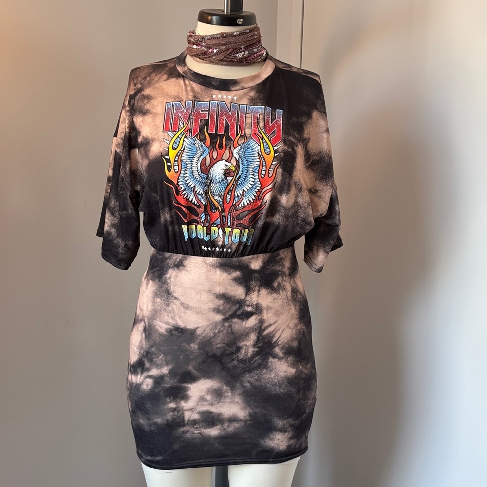 ASOS Tie-Dye Graphic Tee with Eagle Design